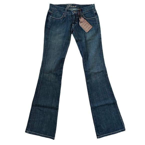 Frankie B. Y2K Dark Low Rise Downtown Slim Bootcut Crystal Jeans Size 2 NWT $309 - Picture 2 of 7